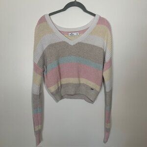 Hollister Women's Y2K Coastal Preppy Stripped Cropped Pastel Sweater - Size XS